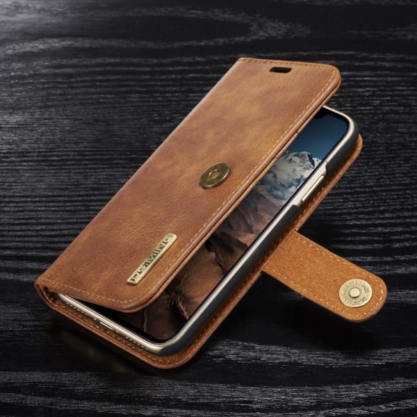 Dg.Ming iPhone X/Xs Plånboksfodral Löstagbart Skal Brun
