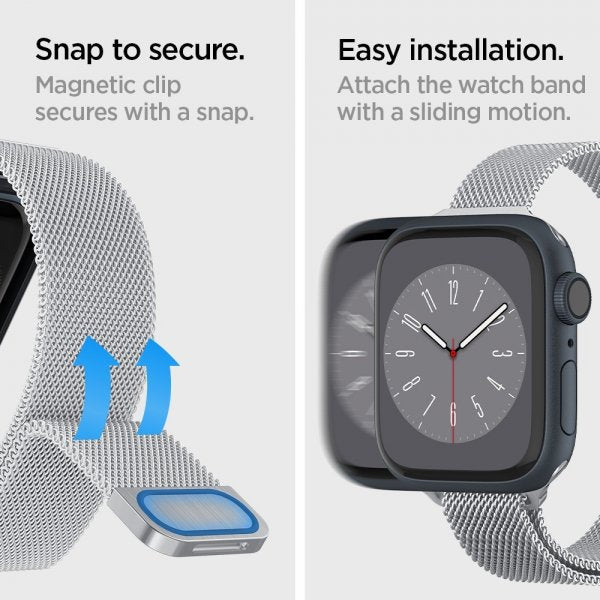 Spigen Apple Watch 38/40/41/42mm Armband Metal Fit Silver