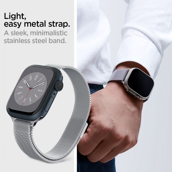 Spigen Apple Watch 38/40/41/42mm Armband Metal Fit Silver
