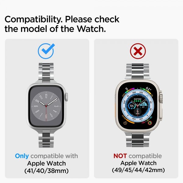 Spigen Apple Watch 38/40/41mm Armband Modern Fit 316L Silver