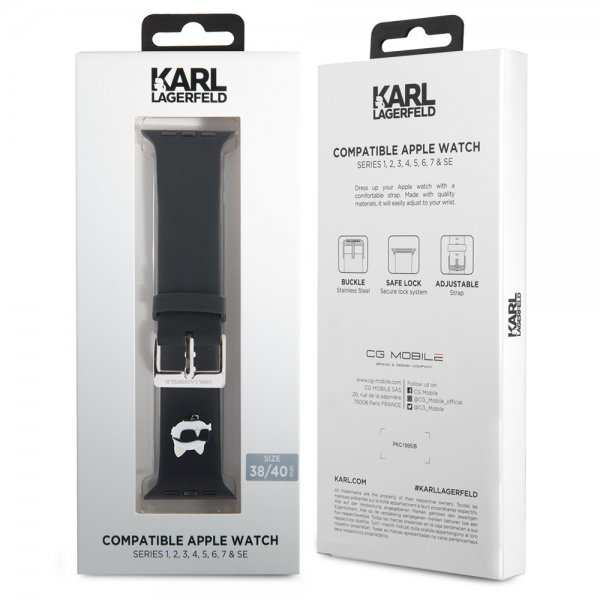 Karl Lagerfeld Apple Watch 38/40/41/42mm Armband Rubber NFT Choupette Svart