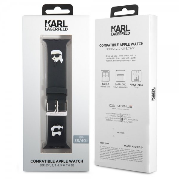 Karl Lagerfeld Apple Watch 38/40/41mm Armband Rubber NFT Karl & Choupette Svart