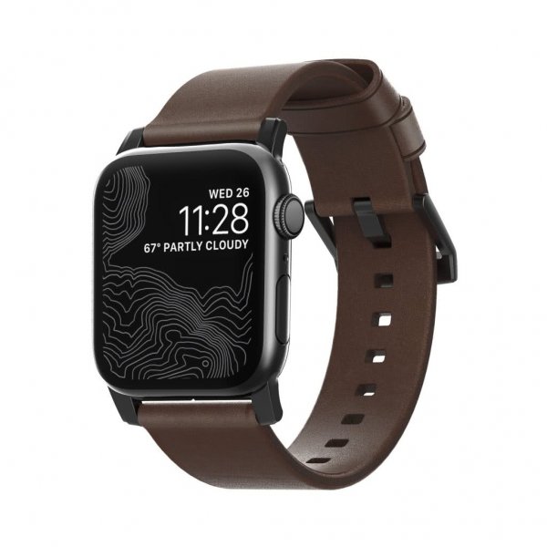 Nomad Apple Watch 38/40/41/42mm Armband Modern Band Black Hardware Rustic Brown