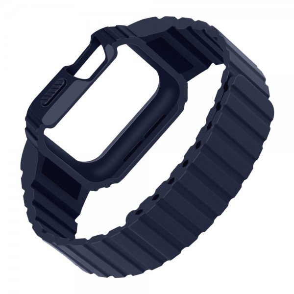 Apple Watch 40/41mm Armband med Skal Silikon Magnetstänging Blå