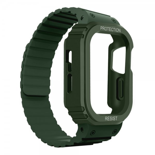 Apple Watch 40/41mm Armband med Skal Silikon Magnetstänging Grön