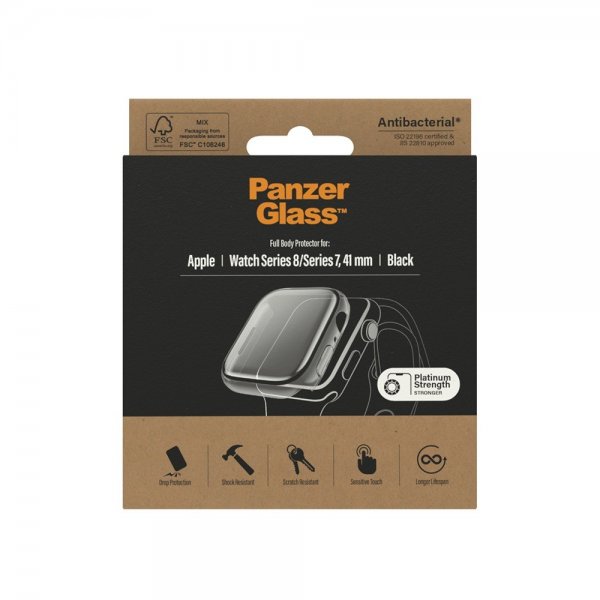PanzerGlass Apple Watch 41mm Skal med Skärmskydd Full Body Protector D3O Svart