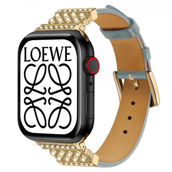 Apple Watch 44/45/46mm/Apple Watch Ultra Armband Pärlor Ljusblå