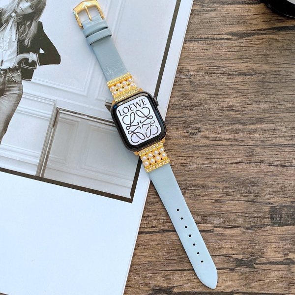 Apple Watch 44/45/46mm/Apple Watch Ultra Armband Pärlor Ljusblå