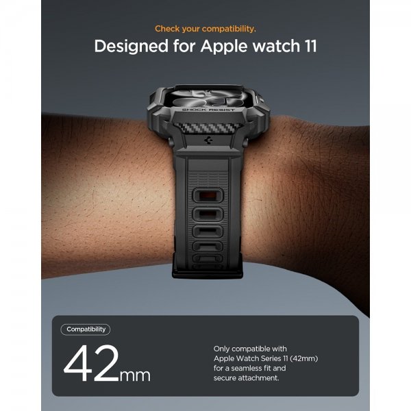 Spigen Apple Watch 42mm (Series 10/11) Armband Rugged Armor Pro 2 Matte Black