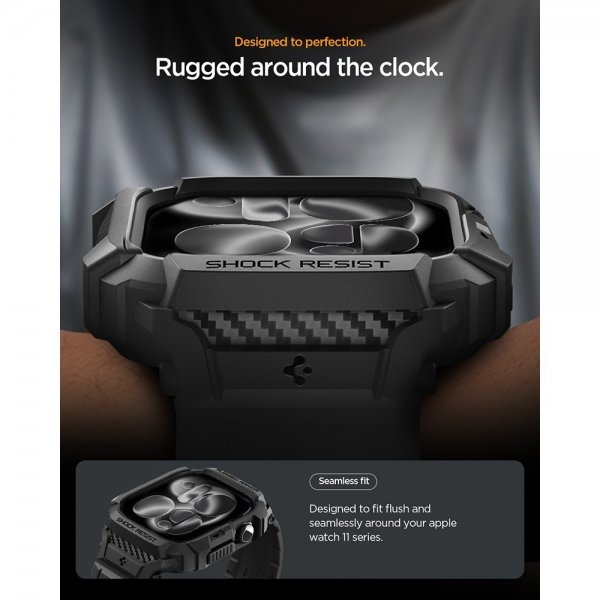 Spigen Apple Watch 42mm (Series 10/11) Armband Rugged Armor Pro 2 Matte Black