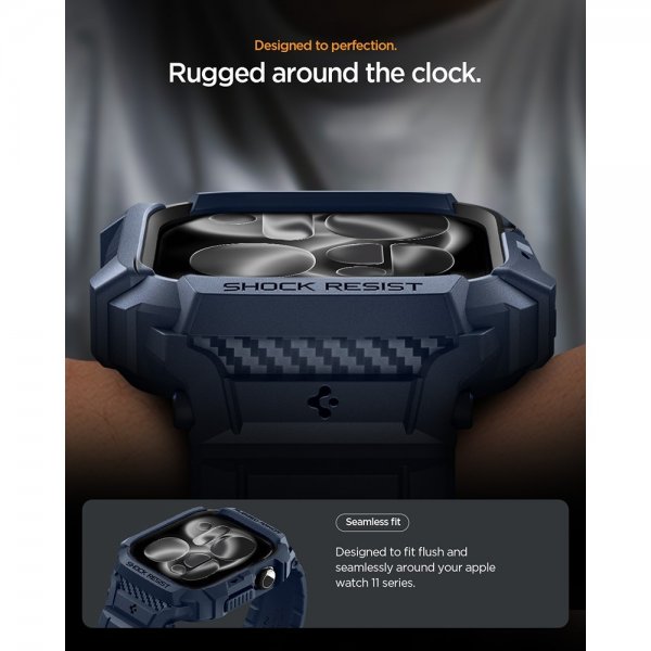 Spigen Apple Watch 42mm (Series 10/11) Armband Rugged Armor Pro 2 Navy Blue