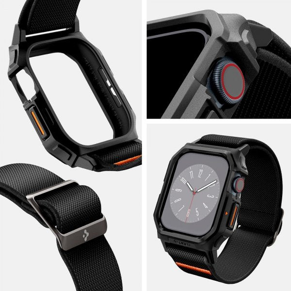 Spigen Apple Watch 42mm (Series 10/11) Armband och Skal Lite Fit Pro Matte Black