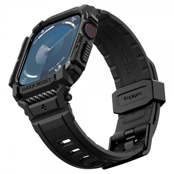Spigen Apple Watch 42mm (Series 10/11) Armband och Skal Rugged Armor Pro Matte Black