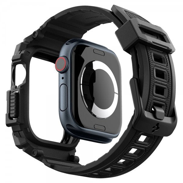 Spigen Apple Watch 42mm (Series 10/11) Armband och Skal Rugged Armor Pro Matte Black