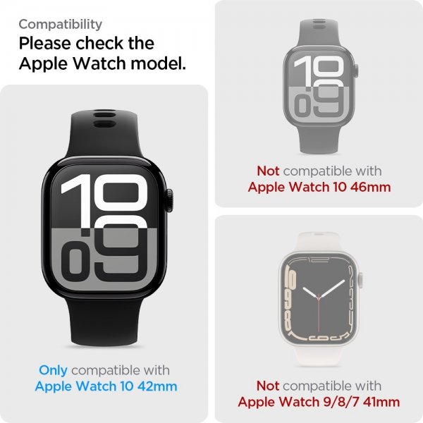 Spigen Apple Watch 42mm (Series 10/11) Skärmskydd EliteShield EZ Fit 2-pack