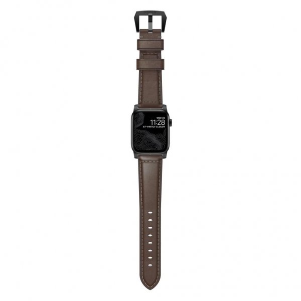 Nomad Apple Watch 44/45/46mm/Apple Watch Ultra Armband Traditional Band Black Hardware Rustic Brown
