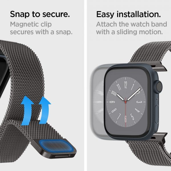 Spigen Apple Watch 44/45/46mm/Ultra 49mm Armband Metal Fit Graphite