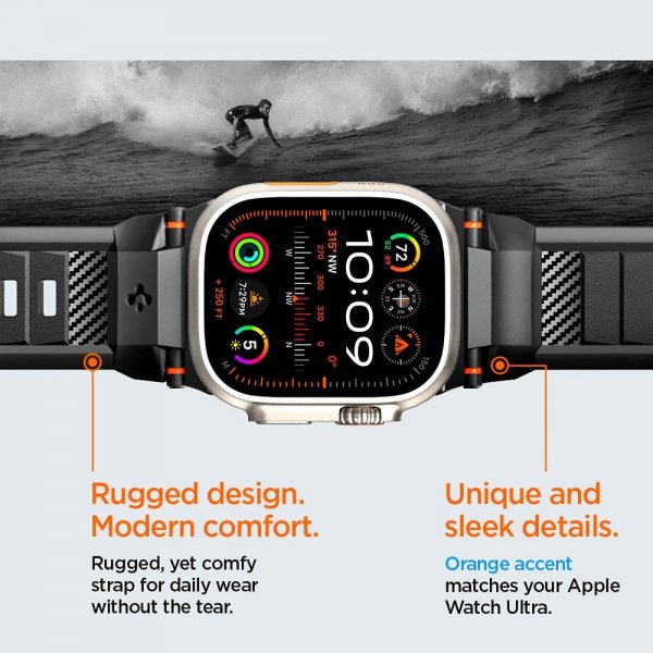 Spigen Apple Watch 44/45/46mm/Ultra 49mm Armband Rugged Ultra Matte Black