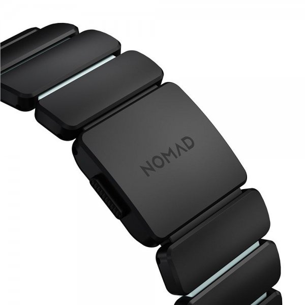 Nomad Apple Watch 44/45/46mm/Ultra 49mm Armband Stratos Band Svart Icy Blue Glow