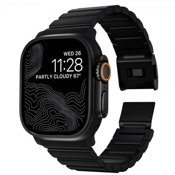 Nomad Apple Watch 44/45/46mm/Ultra 49mm Armband Titanium Band Svart