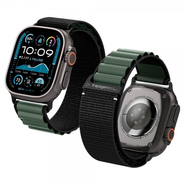 Spigen Apple Watch 44/45/46mm/Ultra 49mm Armband WBF1 Svart Grön