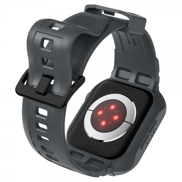 Spigen Apple Watch 44/45mm Armband och Skal Rugged Armor Pro Dark Gray