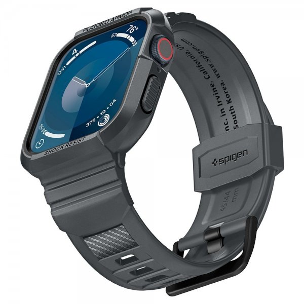 Spigen Apple Watch 44/45mm Armband och Skal Rugged Armor Pro Dark Gray