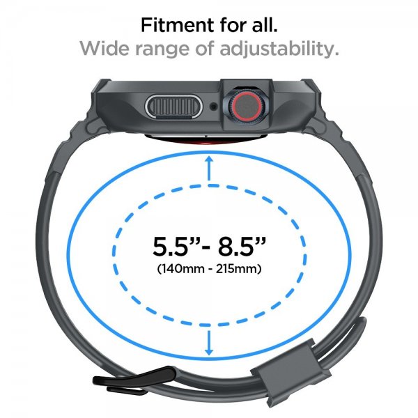 Spigen Apple Watch 44/45mm Armband och Skal Rugged Armor Pro Dark Gray