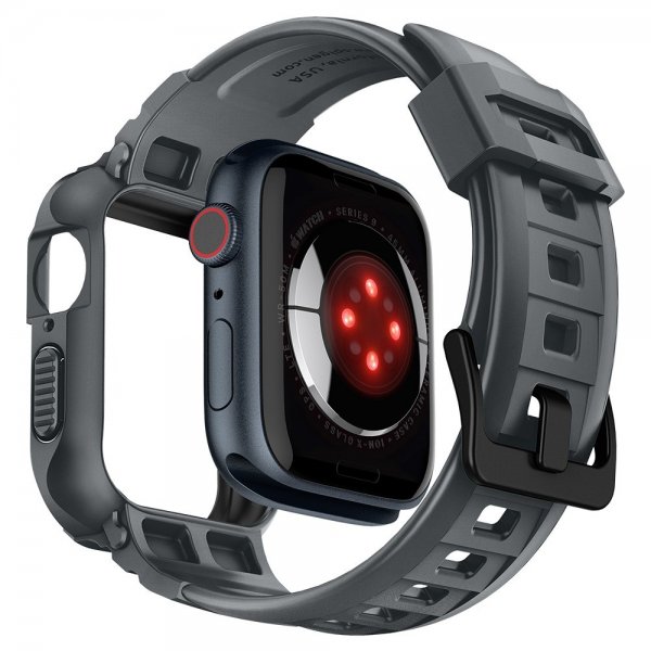 Spigen Apple Watch 44/45mm Armband och Skal Rugged Armor Pro Dark Gray