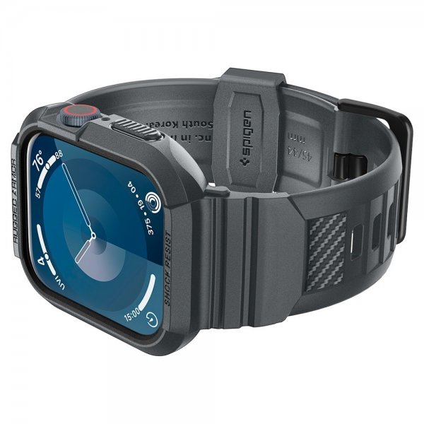 Spigen Apple Watch 44/45mm Armband och Skal Rugged Armor Pro Dark Gray