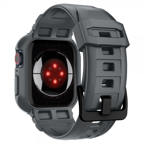 Spigen Apple Watch 44/45mm Armband och Skal Rugged Armor Pro Dark Gray