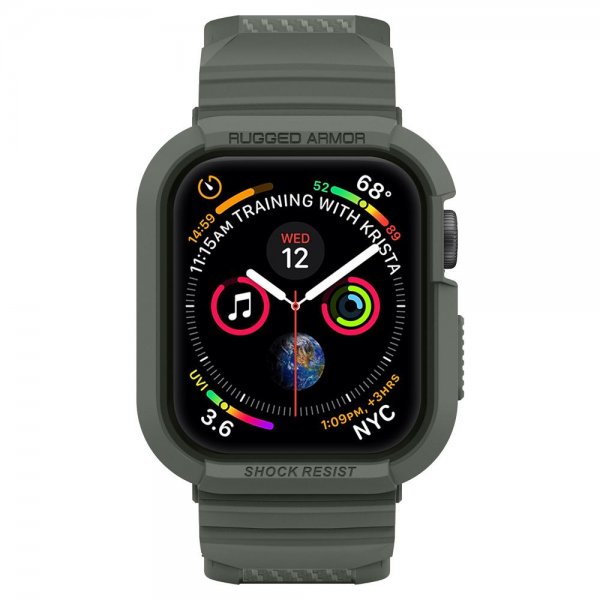 Spigen Apple Watch 44/45mm Skal med armband Rugged Armor Pro Military Green
