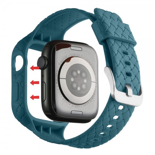Apple Watch 45mm Armband Vävtextur Grönblå
