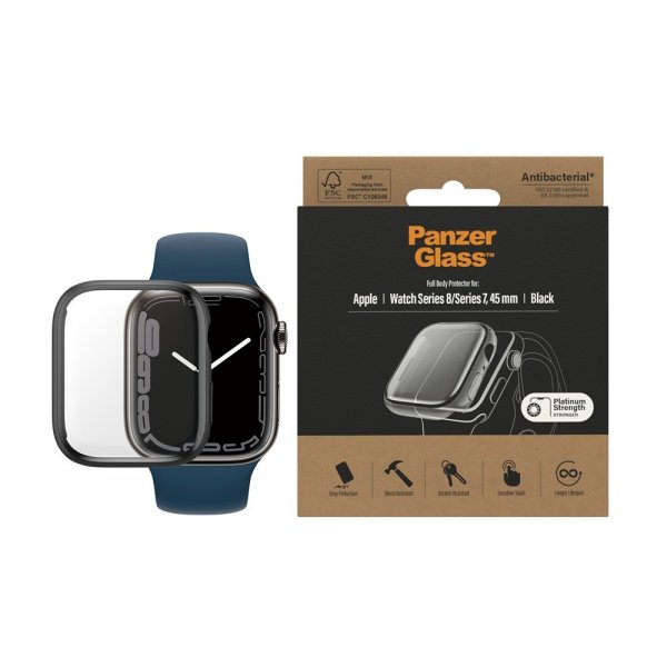PanzerGlass Apple Watch 45mm Skal med Skärmskydd Full Body Protector Svart