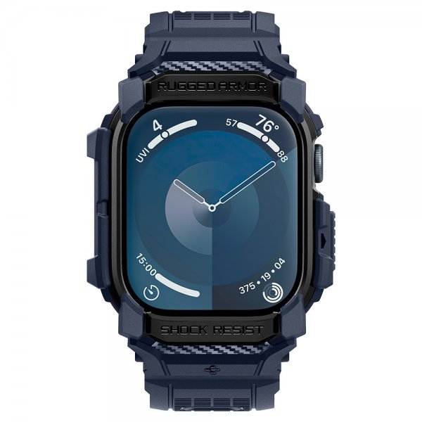 Spigen Apple Watch 46mm (Series 10/11) Armband och Skal Rugged Armor Pro Navy Blue