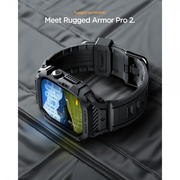 Spigen Apple Watch 46mm (Series 10/11) Armband Rugged Armor Pro 2 Matte Black