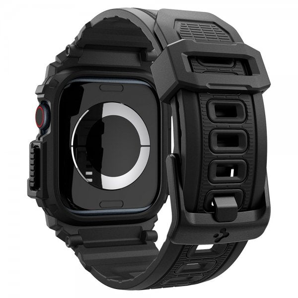 Spigen Apple Watch 46mm (Series 10/11) Armband och Skal Rugged Armor Pro Matte Black