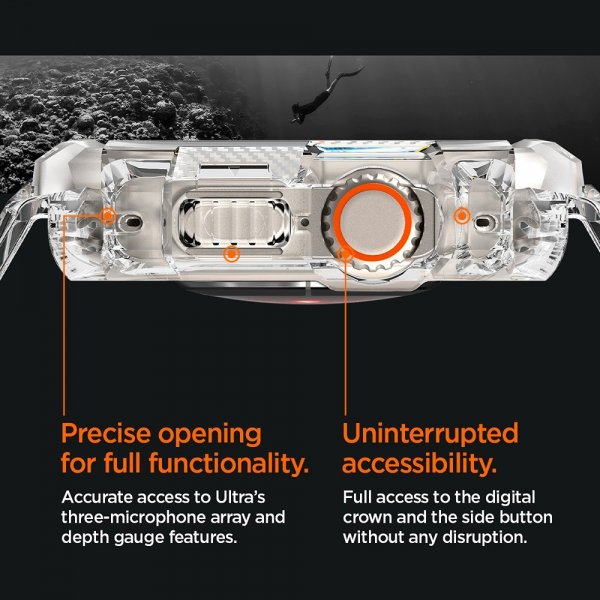 Spigen Apple Watch Ultra 49mm Armband och Skal Rugged Armor Pro Crystal Clear