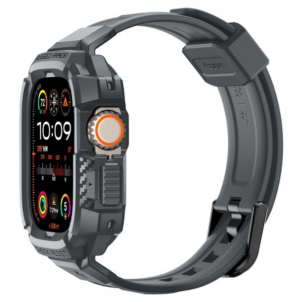 Spigen Apple Watch Ultra 49mm Armband och Skal Rugged Armor Pro Dark Gray