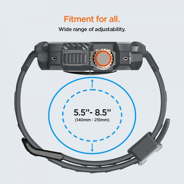 Spigen Apple Watch Ultra 49mm Armband och Skal Rugged Armor Pro Dark Gray