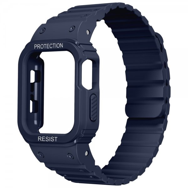 Apple Watch Ultra 49mm Armband med Skal Silikon Magnetstänging Blå