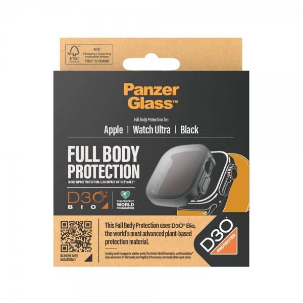 PanzerGlass Apple Watch Ultra 49mm Skal med Skärmskydd Full Body Protector D3O Svart