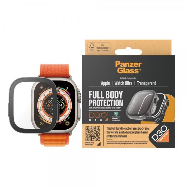 PanzerGlass Apple Watch Ultra 49mm Skal med Skärmskydd Full Body Protector D3O Transparent