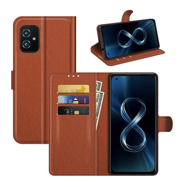 Asus Zenfone 8 Fodral med Stativ Brun