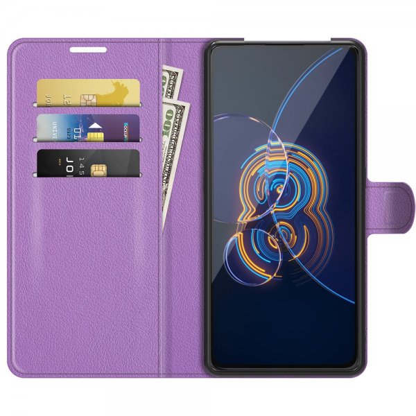 Asus Zenfone 8 Flip Fodral Litchi Lila