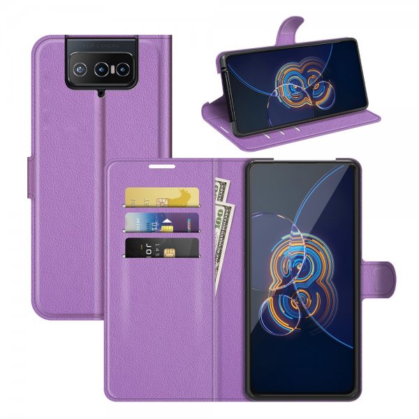 Asus Zenfone 8 Flip Fodral Litchi Lila
