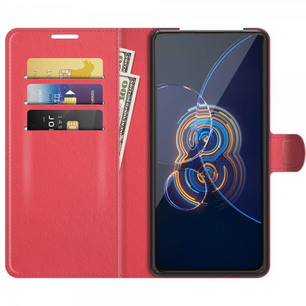 Asus Zenfone 8 Flip Fodral Litchi Röd