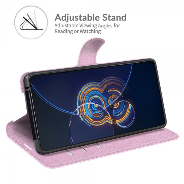 Asus Zenfone 8 Flip Fodral Litchi Rosa