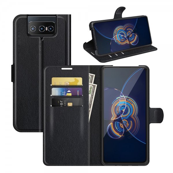 Asus Zenfone 8 Flip Fodral Litchi Svart