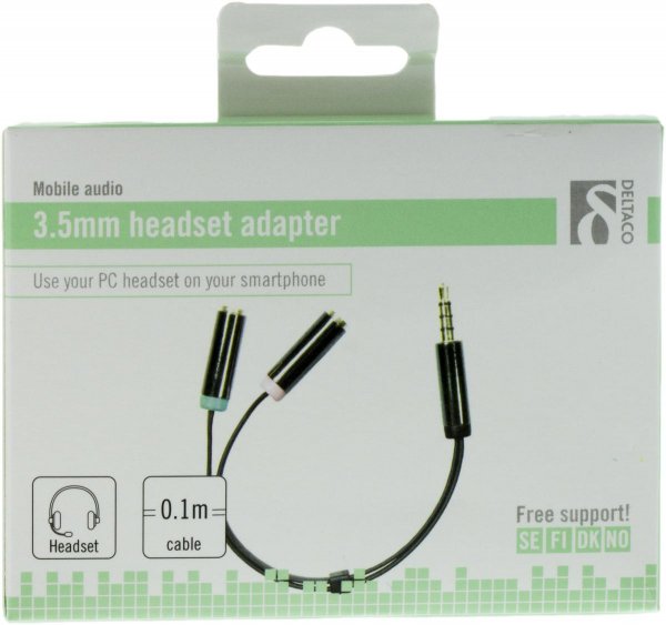 Deltaco 3.5mm Headset Audio Adapter